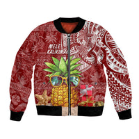 Mele Kalikimaka Hawaii Christmas Bomber Jacket Pineapple Party LT7 Unisex Red - Polynesian Pride