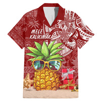 Mele Kalikimaka Hawaii Christmas Family Matching Mermaid Dress and Hawaiian Shirt Pineapple Party LT7 Dad's Shirt - Short Sleeve Red - Polynesian Pride