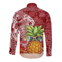 Mele Kalikimaka Hawaii Christmas Long Sleeve Button Shirt Pineapple Party LT7 - Polynesian Pride