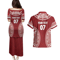 Personalized Mate Maa Tonga Rugby Couples Matching Puletasi and Hawaiian Shirt Ofa Atu Tonga