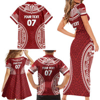 Personalized Mate Maa Tonga Rugby Family Matching Short Sleeve Bodycon Dress and Hawaiian Shirt Ofa Atu Tonga