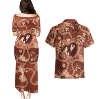 Hawaii Plumeria Couples Matching Puletasi and Hawaiian Shirt Hau'oli la Makuahine Sunburned LT7 - Polynesian Pride