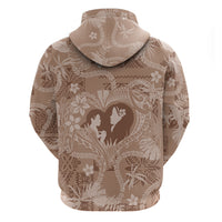 Hawaii Plumeria Zip Hoodie Hau'oli la Makuahine Beige LT7 - Polynesian Pride