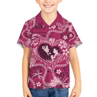 Hawaii Plumeria Family Matching Puletasi and Hawaiian Shirt Hau'oli la Makuahine Rosy LT7 Son's Shirt Pink - Polynesian Pride