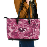 Hawaii Plumeria Leather Tote Bag Hau'oli la Makuahine Rosy LT7 - Polynesian Pride