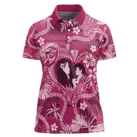 Hawaii Plumeria Women Polo Shirt Hau'oli la Makuahine Rosy LT7 Female Pink - Polynesian Pride