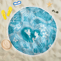Hawaii Plumeria Beach Blanket Hau'oli la Makuahine Turquoise LT7 One Size 150cm Turquoise - Polynesian Pride