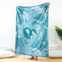 Hawaii Plumeria Blanket Hau'oli la Makuahine Turquoise LT7 - Polynesian Pride
