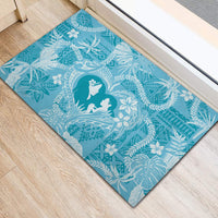 Hawaii Plumeria Rubber Doormat Hau'oli la Makuahine Turquoise LT7 - Polynesian Pride