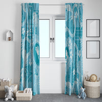 Hawaii Plumeria Window Curtain Hau'oli la Makuahine Turquoise LT7 - Polynesian Pride
