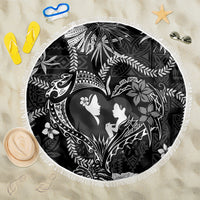 Hawaii Plumeria Beach Blanket Hau'oli la Makuahine Monochrome LT7 One Size 150cm Black - Polynesian Pride