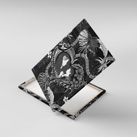 Hawaii Plumeria Canvas Wall Art Hau'oli la Makuahine Monochrome LT7 With Frame Black - Polynesian Pride