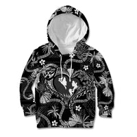 Hawaii Plumeria Kid Hoodie Hau'oli la Makuahine Monochrome LT7 Hoodie Black - Polynesian Pride