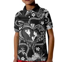 Hawaii Plumeria Kid Polo Shirt Hau'oli la Makuahine Monochrome LT7 Kid Black - Polynesian Pride