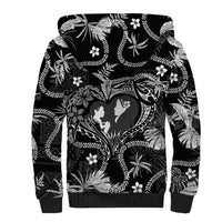 Hawaii Plumeria Sherpa Hoodie Hau'oli la Makuahine Monochrome LT7 - Polynesian Pride