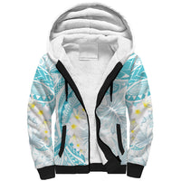 Polynesia Humpback Whale Sherpa Hoodie Tropical Plumeria Turquoise