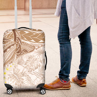 Polynesia Humpback Whale Luggage Cover Tropical Plumeria Beige LT7 Beige - Polynesian Pride
