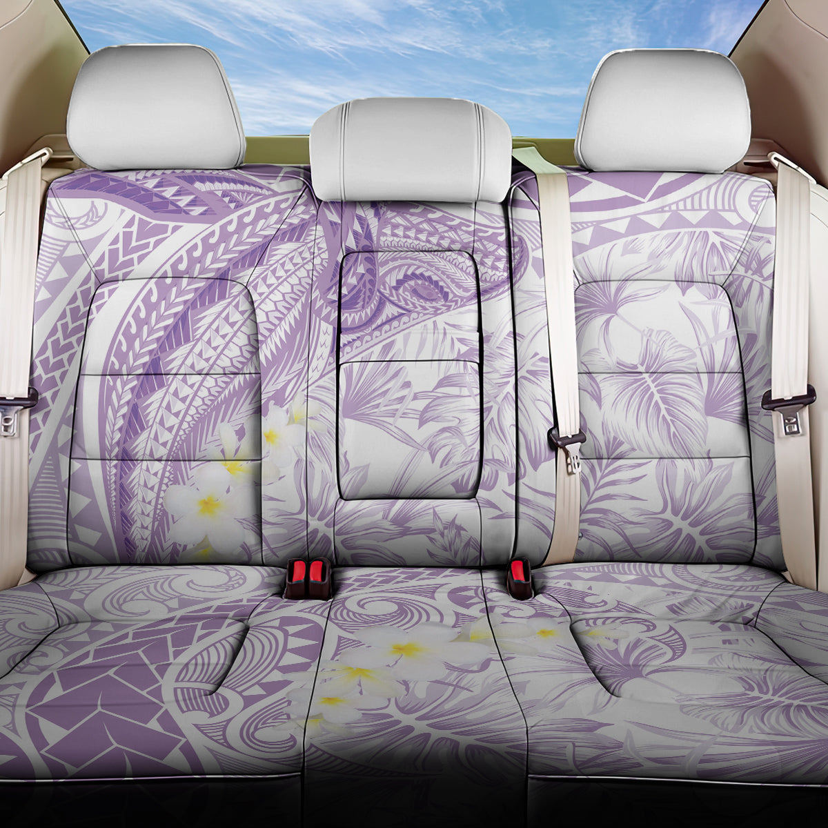 Polynesia Humpback Whale Back Car Seat Cover Tropical Plumeria Lavender