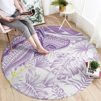 Polynesia Humpback Whale Round Carpet Tropical Plumeria Lavender LT7 - Polynesian Pride