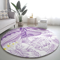 Polynesia Humpback Whale Round Carpet Tropical Plumeria Lavender LT7 - Polynesian Pride
