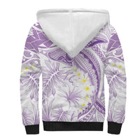 Polynesia Humpback Whale Sherpa Hoodie Tropical Plumeria Lavender