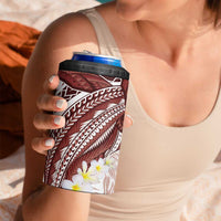 Polynesia Humpback Whale 4 in 1 Can Cooler Tumbler Tropical Plumeria Oxblood