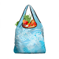 Aotearoa Maori Koru Curves Grocery Bag Silver Ferns - Turquoise LT7 1-pack One Size Turquoise - Polynesian Pride