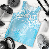 Aotearoa Maori Koru Curves Men Tank Top Silver Ferns - Turquoise LT7 - Polynesian Pride