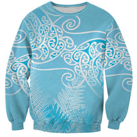 Aotearoa Maori Koru Curves Sweatshirt Silver Ferns - Turquoise LT7 Unisex Turquoise - Polynesian Pride