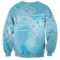 Aotearoa Maori Koru Curves Sweatshirt Silver Ferns - Turquoise LT7 - Polynesian Pride