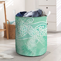 Aotearoa Maori Koru Curves Laundry Basket Silver Ferns - Mint LT7 Mint Green - Polynesian Pride
