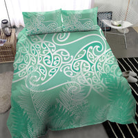 Aotearoa Maori Koru Curves Bedding Set Silver Ferns - Mint LT7 - Polynesian Pride