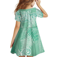 Aotearoa Maori Koru Curves Family Matching Mermaid Dress and Hawaiian Shirt Silver Ferns - Mint LT7 - Polynesian Pride