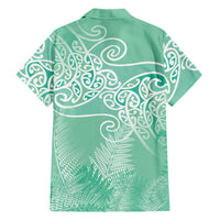 Aotearoa Maori Koru Curves Family Matching Summer Maxi Dress and Hawaiian Shirt Silver Ferns - Mint LT7 - Polynesian Pride