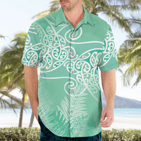 Aotearoa Maori Koru Curves Hawaiian Shirt Silver Ferns - Mint LT7 - Polynesian Pride