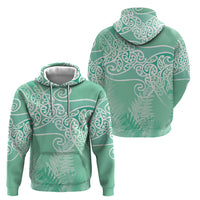 Aotearoa Maori Koru Curves Hoodie Silver Ferns - Mint LT7 - Polynesian Pride