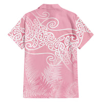 Aotearoa Maori Koru Curves Family Matching Off Shoulder Maxi Dress and Hawaiian Shirt Silver Ferns - Rose Pink LT7 - Polynesian Pride