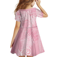 Aotearoa Maori Koru Curves Family Matching Puletasi and Hawaiian Shirt Silver Ferns - Rose Pink LT7 - Polynesian Pride