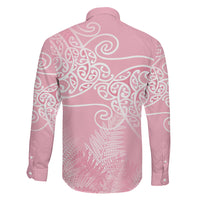 Aotearoa Maori Koru Curves Family Matching Puletasi and Hawaiian Shirt Silver Ferns - Rose Pink LT7 - Polynesian Pride