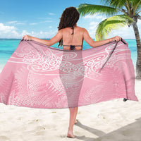 Aotearoa Maori Koru Curves Sarong Silver Ferns - Rose Pink LT7 - Polynesian Pride