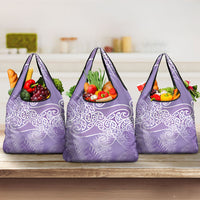 Aotearoa Maori Koru Curves Grocery Bag Silver Ferns - Amethyst LT7 3-pack One Size Purple - Polynesian Pride