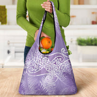 Aotearoa Maori Koru Curves Grocery Bag Silver Ferns - Amethyst LT7 - Polynesian Pride