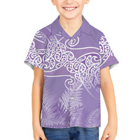 Aotearoa Maori Koru Curves Hawaiian Shirt Silver Ferns - Amethyst LT7 - Polynesian Pride