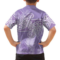 Aotearoa Maori Koru Curves Hawaiian Shirt Silver Ferns - Amethyst LT7 - Polynesian Pride