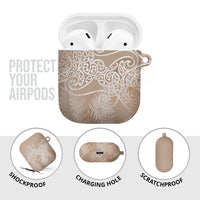 Aotearoa Maori Koru Curves AirPods Case Silver Ferns - Mocha LT7 - Polynesian Pride
