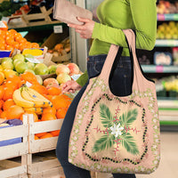 Hawaii Quilt Inspired Collection Aloha Flowers Grocery Bag Maile - Kukui Nut Lei
