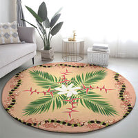 Hawaii Quilt Inspired Collection Aloha Flowers Round Carpet Maile - Kukui Nut Lei