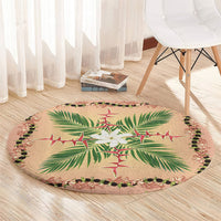 Hawaii Quilt Inspired Collection Aloha Flowers Round Carpet Maile - Kukui Nut Lei