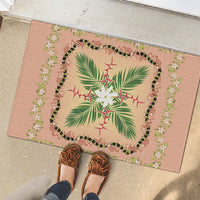 Hawaii Quilt Inspired Collection Aloha Flowers Rubber Doormat Maile - Kukui Nut Lei
