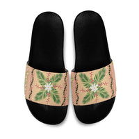 Hawaii Quilt Inspired Collection Aloha Flowers Slide Sandals Maile - Kukui Nut Lei